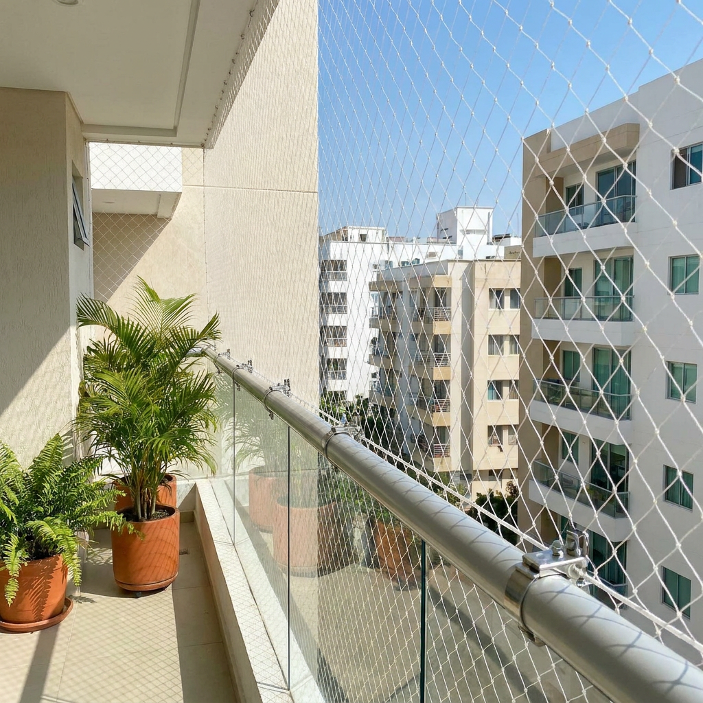 Malla de seguridad instalada en balcon apartamento norte Barranquilla
