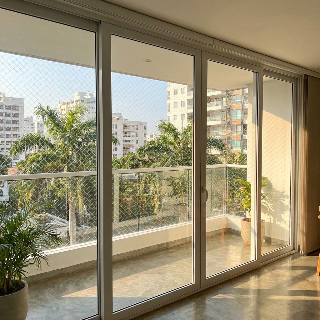 Malla protectora para ventana edificio residencial Barranquilla