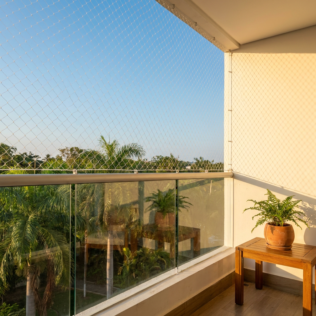 Instalación de malla de seguridad en balcon de apartamento en Barranquilla Colombia